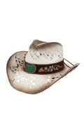 MH0301 Vintage Western Cutout Straw Cowboy Hat - MiMi Wholesale