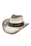 MH0301 Vintage Western Cutout Straw Cowboy Hat - MiMi Wholesale