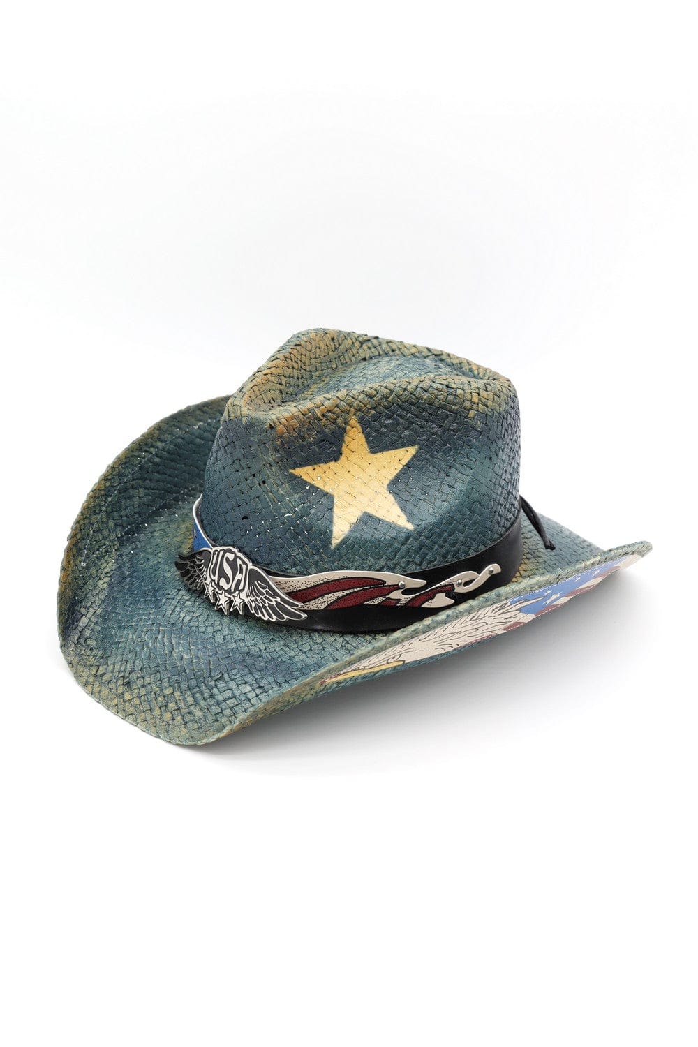 MH0340 USA Distressed Cowboy Hat - MiMi Wholesale