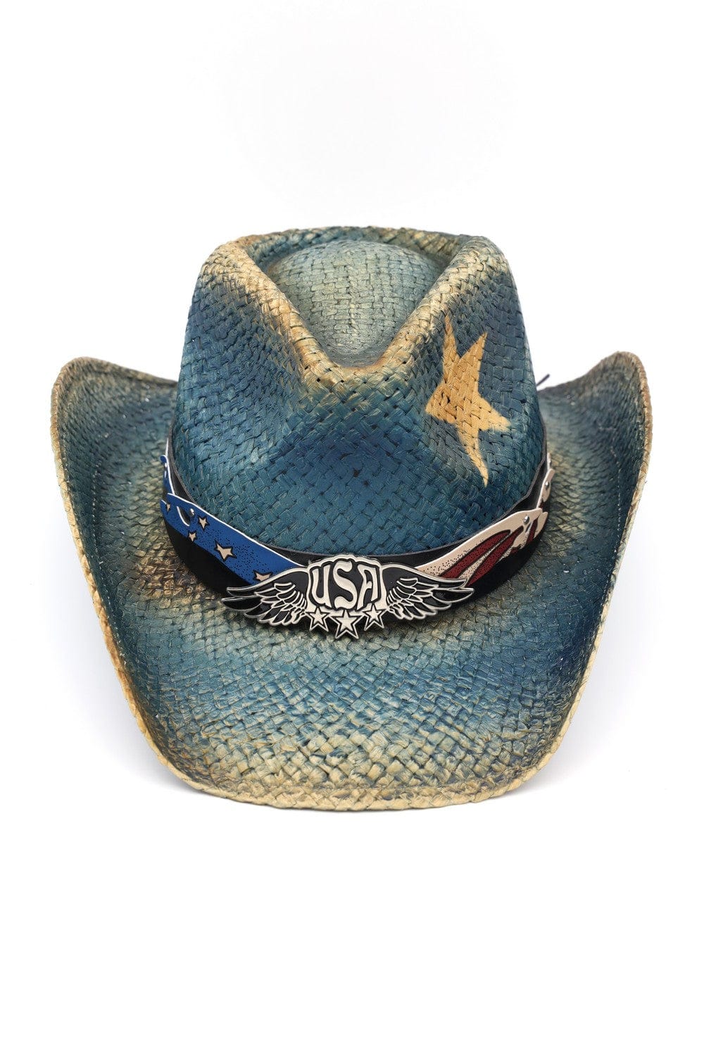 MH0340 USA Distressed Cowboy Hat - MiMi Wholesale