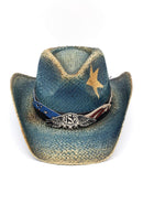 MH0340 USA Distressed Cowboy Hat - MiMi Wholesale
