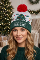 MH0370 Merry & Bright Christmas Pompom Beanie - MiMi Wholesale