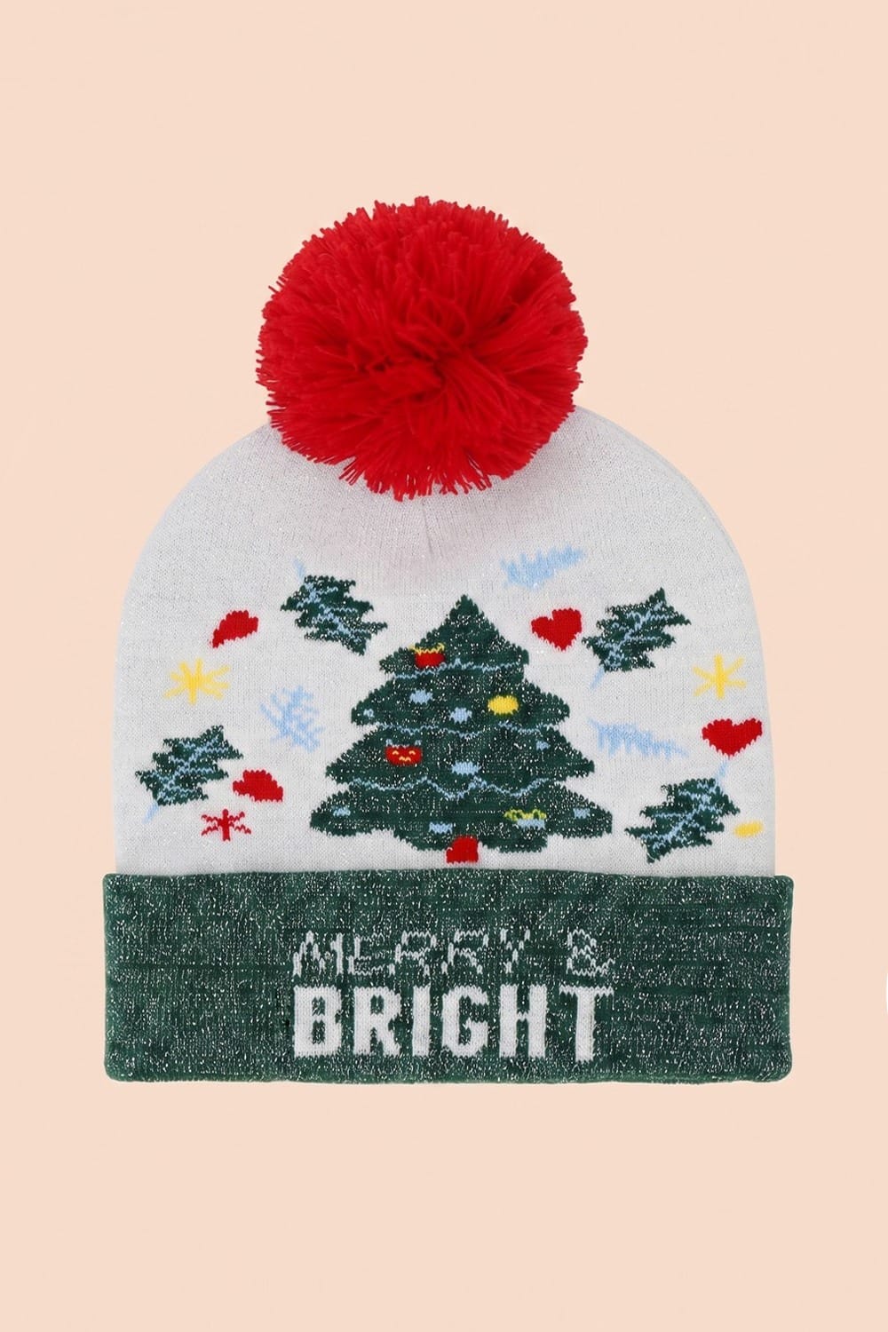MH0370 Merry & Bright Christmas Pompom Beanie - MiMi Wholesale