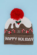 MH0371 Happy Holiday Christmas Pompom Beanie - MiMi Wholesale