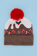MH0371 Happy Holiday Christmas Pompom Beanie - MiMi Wholesale