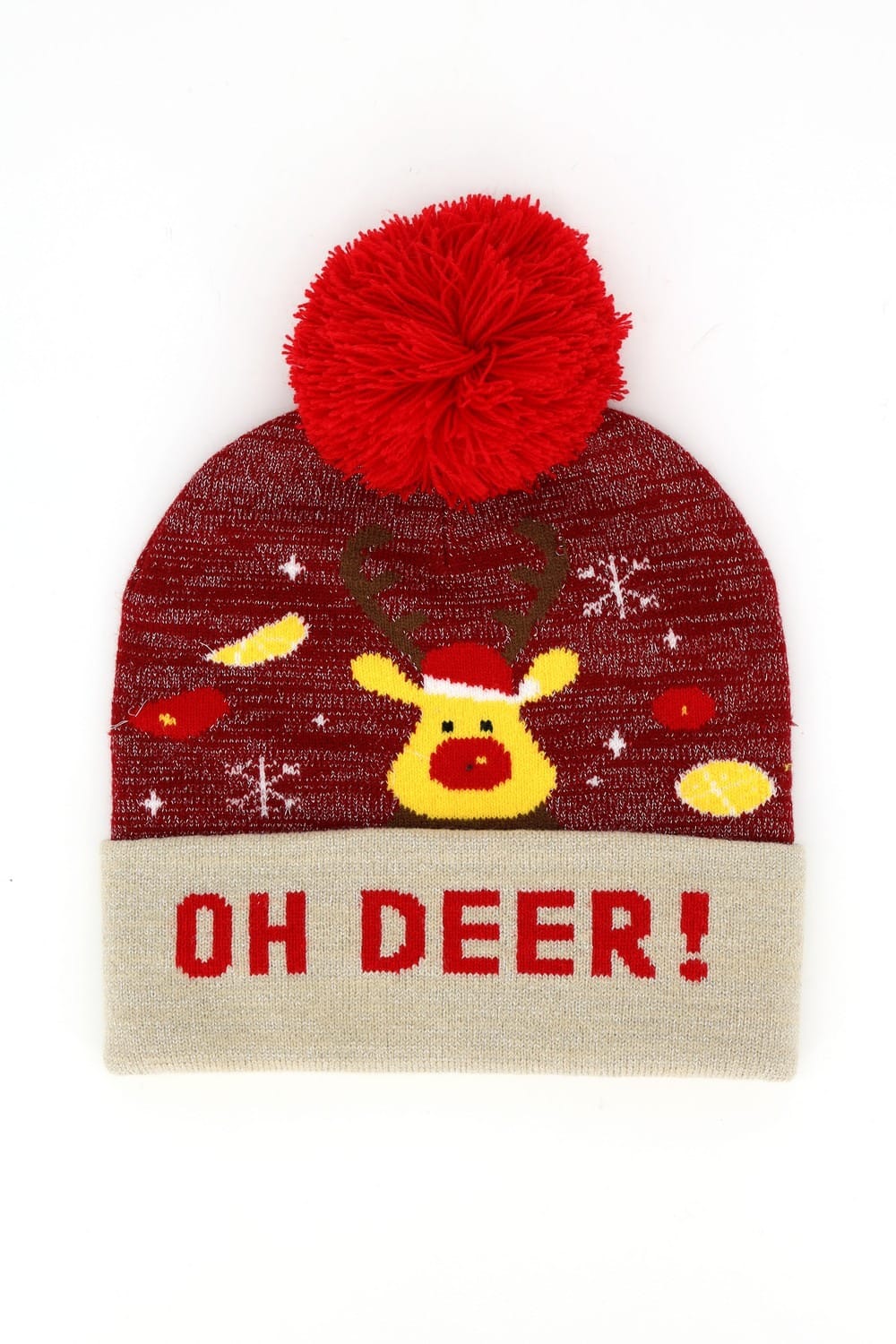 MH0372 Oh Deer Christmas Pompom Beanie - MiMi Wholesale