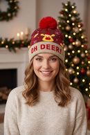 MH0372 Oh Deer Christmas Pompom Beanie - MiMi Wholesale