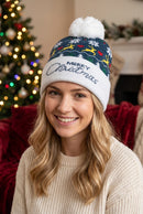 MH0373 Merry Christmas Pompom Beanie - MiMi Wholesale