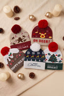 MH0373 Merry Christmas Pompom Beanie - MiMi Wholesale