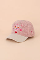MH0381 Nutcracker Candy Embroidered Sherpa & Corduroy Cap - MiMi Wholesale