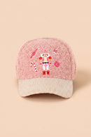 MH0381 Nutcracker Candy Embroidered Sherpa & Corduroy Cap - MiMi Wholesale