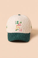 MH0388 Fa La La Embroidered Sherpa & Corduroy Cap - MiMi Wholesale