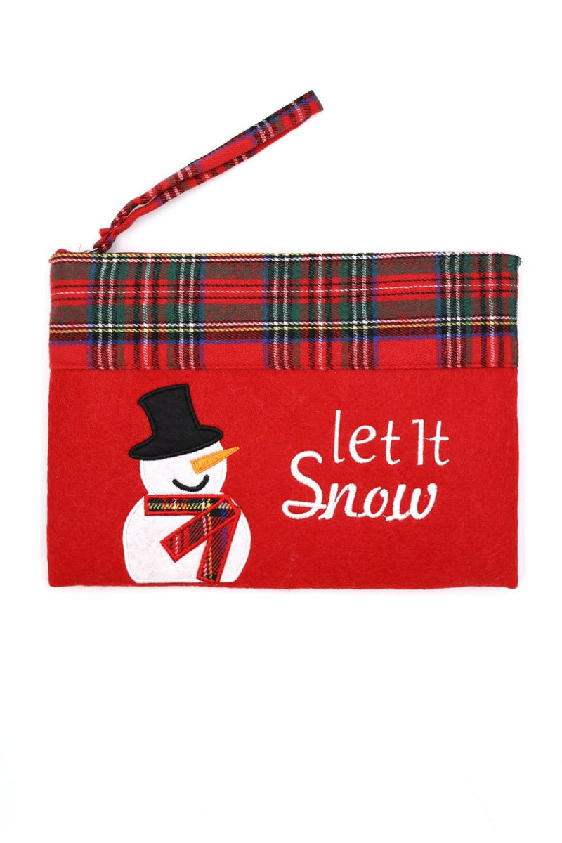 MP0262 Let it Snow Snowman Christmas Pouch - MiMi Wholesale