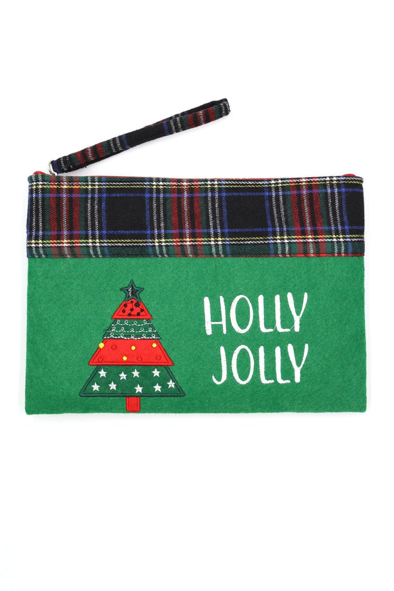 MP0264 Holly Jolly Christmas Tree Pouch - MiMi Wholesale