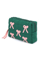 MP0375 Pink Bows Quilted Puffer Pouch - MiMi Wholesale