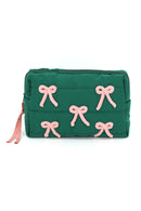 MP0375 Pink Bows Quilted Puffer Pouch - MiMi Wholesale