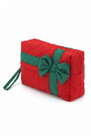MP0376 Bow Accent Gift Box Quilted Puffer Pouch - MiMi Wholesale