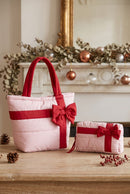 MP0376 Bow Accent Gift Box Quilted Puffer Pouch - MiMi Wholesale