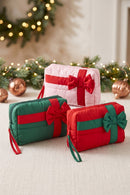 MP0376 Bow Accent Gift Box Quilted Puffer Pouch - MiMi Wholesale