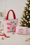 MP0378 Merry & Bright Christmas Quilted Puffer Pouch - MiMi Wholesale