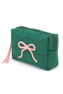 MP0380 Pink Bow Quilted Puffer Pouch - MiMi Wholesale