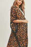 MS0295 Long Leopard Kimono - MiMi Wholesale