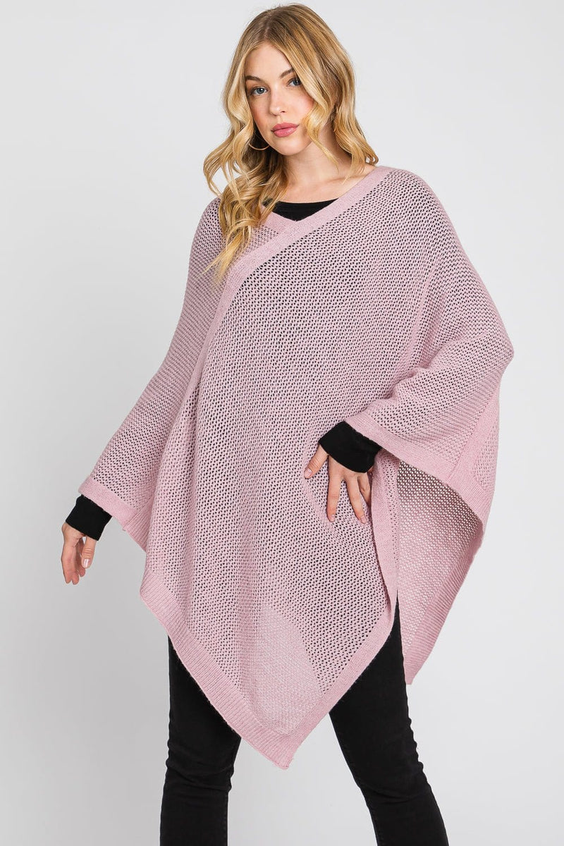 MS0335 Solid Loose Knit Poncho - MiMi Wholesale