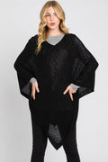 MS0335 Solid Loose Knit Poncho - MiMi Wholesale