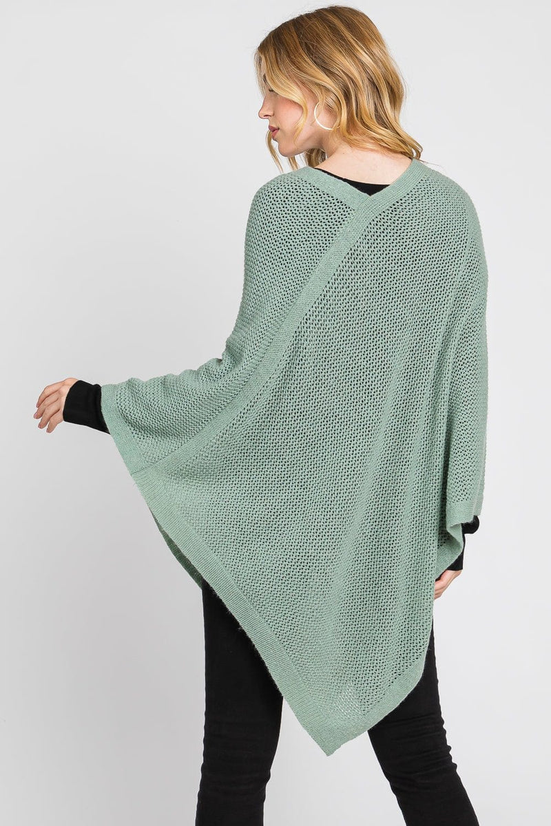 MS0335 Solid Loose Knit Poncho - MiMi Wholesale