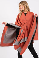 MS0393 Two Tone Pull Through Ruana - MiMi Wholesale