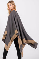 MS0393 Two Tone Pull Through Ruana - MiMi Wholesale