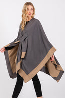 MS0393 Two Tone Pull Through Ruana - MiMi Wholesale
