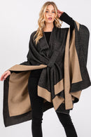 MS0393 Two Tone Pull Through Ruana - MiMi Wholesale