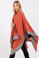 MS0393 Two Tone Pull Through Ruana - MiMi Wholesale