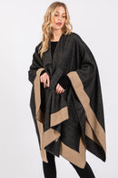 MS0393 Two Tone Pull Through Ruana - MiMi Wholesale