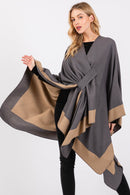MS0393 Two Tone Pull Through Ruana - MiMi Wholesale