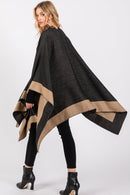 MS0393 Two Tone Pull Through Ruana - MiMi Wholesale