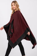 MS0393 Two Tone Pull Through Ruana - MiMi Wholesale