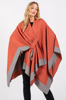 MS0393 Two Tone Pull Through Ruana - MiMi Wholesale