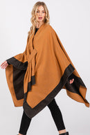 MS0393 Two Tone Pull Through Ruana - MiMi Wholesale