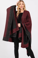 MS0393 Two Tone Pull Through Ruana - MiMi Wholesale