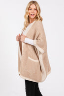 MS0397 Fuzzy Herringbone Knit Kimono With Pockets - MiMi Wholesale