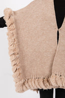 MS0409 Faux Fur Trim Cape With Closure - MiMi Wholesale