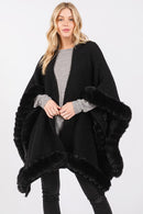 MS0409 Faux Fur Trim Cape With Closure - MiMi Wholesale