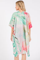 MS0417 Watercolor Leaves Print Kimono - MiMi Wholesale