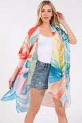 MS0417 Watercolor Leaves Print Kimono - MiMi Wholesale