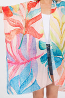 MS0417 Watercolor Leaves Print Kimono - MiMi Wholesale
