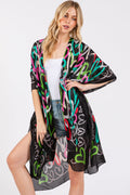 MS0420 Multi Color Heart Print Silky Kimono - MiMi Wholesale