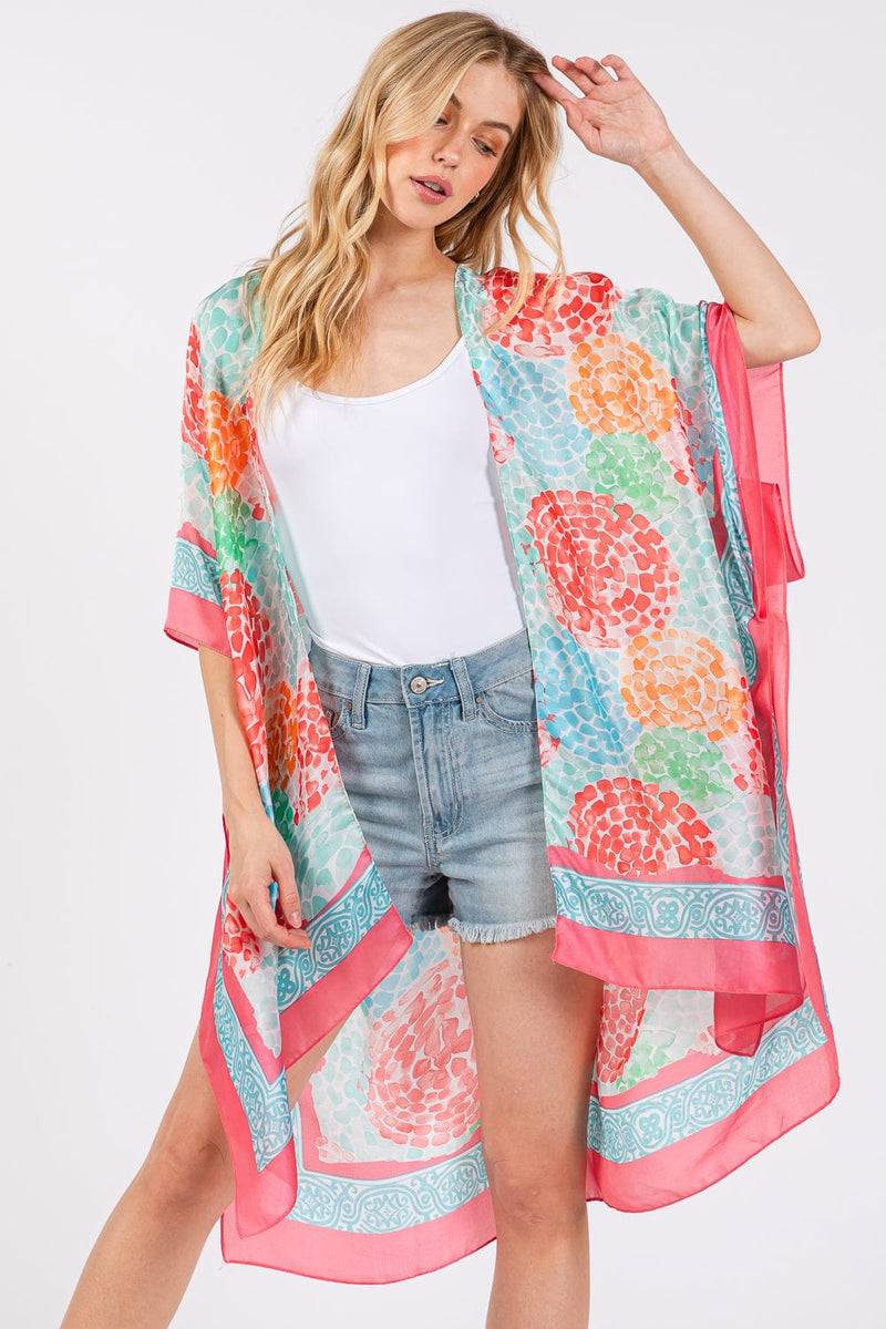 MS0421 Demi Abstract Print Silky Kimono - MiMi Wholesale