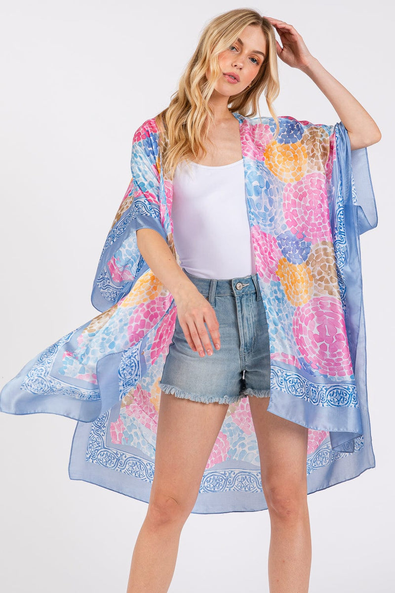 MS0421 Demi Abstract Print Silky Kimono - MiMi Wholesale